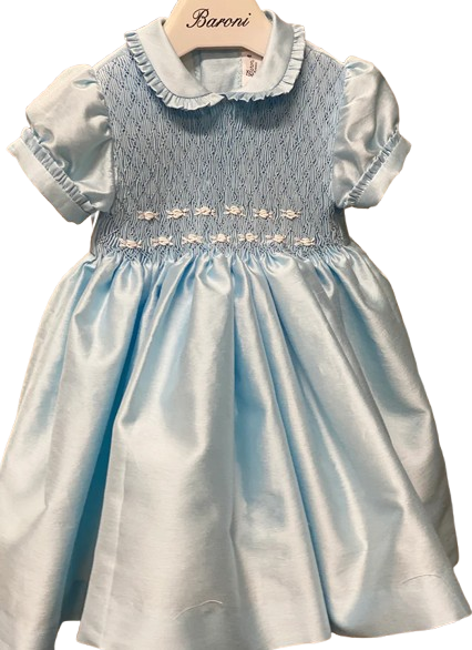 Abito per bambina Baroni azzurro con fiocco sul retro 10678 TURCHESE BARONI 