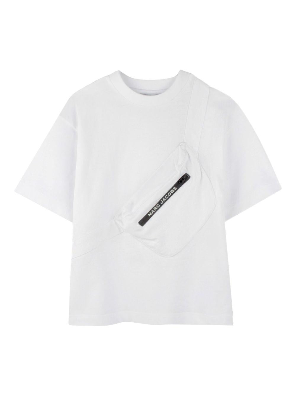 T-shirt per bambino Marc Jacobs Kids bianco con taschino 3D con zip W60449 10P THE MARC JACOBS KIDS 