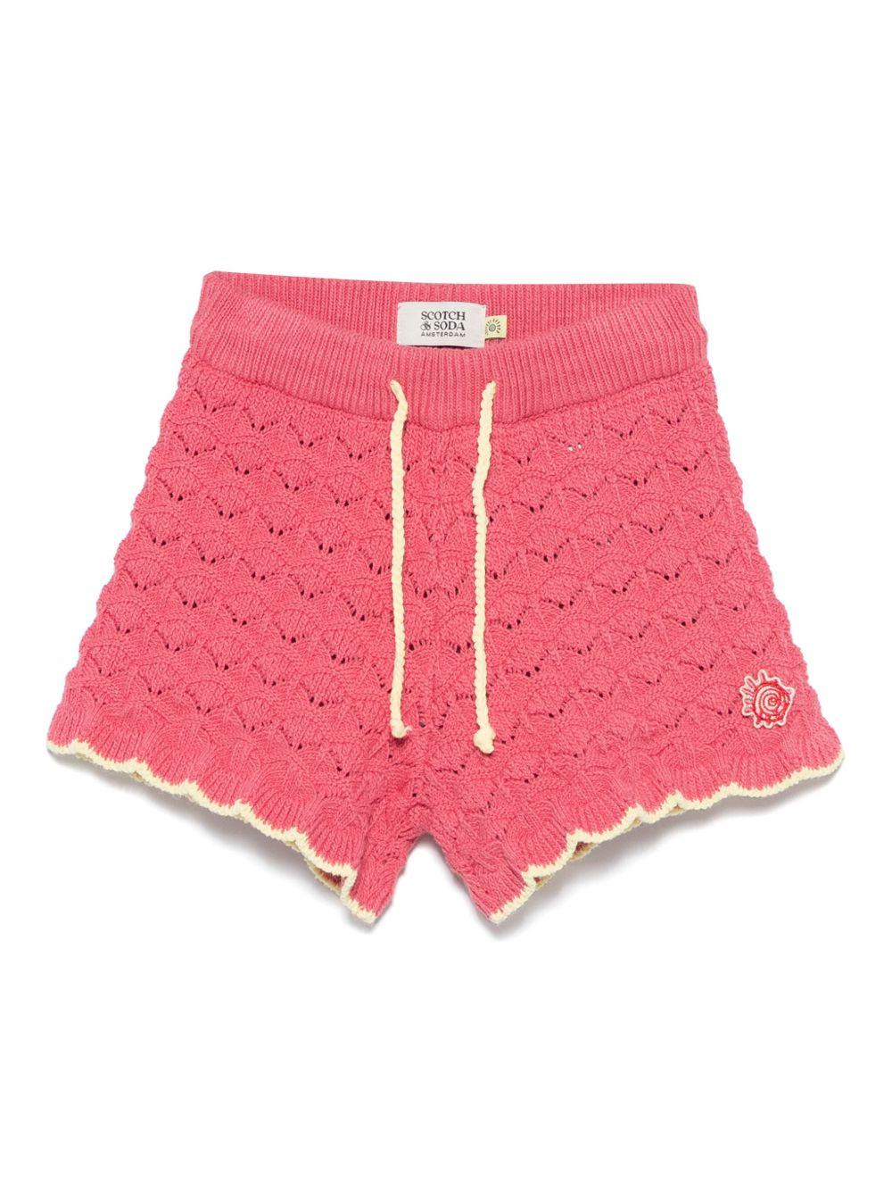 Shorts per bambina Scotch & Soda Kids fucsia in maglia con orlo a smerlo 179304 650 SCOTCH&SODA 