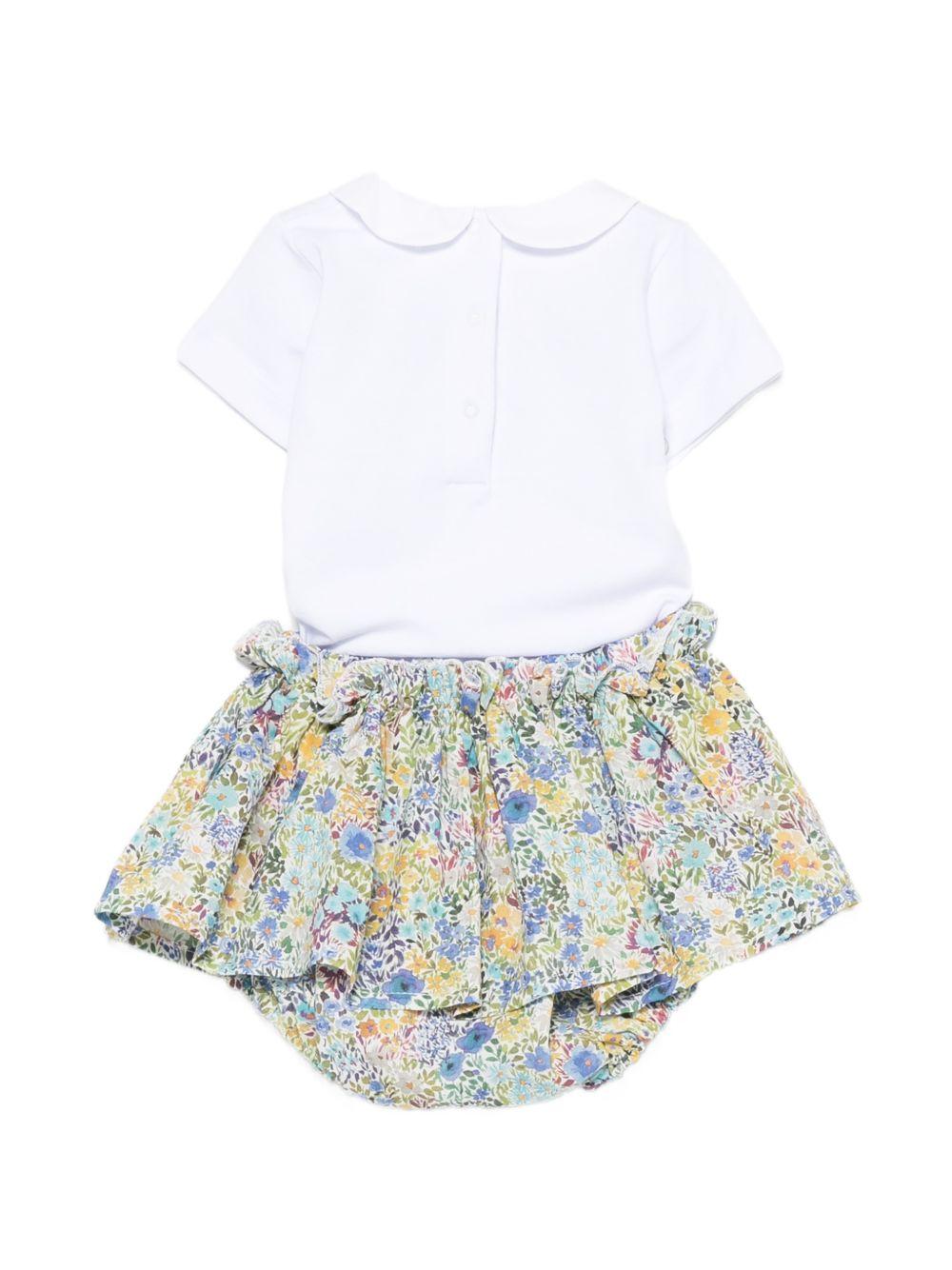 Completo per neonata Mariella Ferrari bianco e azzurro con stampa floreale CA928 PLR16 AZZURRO MARIELLA FERRARI KIDS 