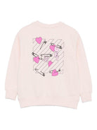 Felpa per bambina Off-White Kids rosa con grafica e orlo a coste OGBA001F25FLE003 3C32 OFF WHITE KIDS 