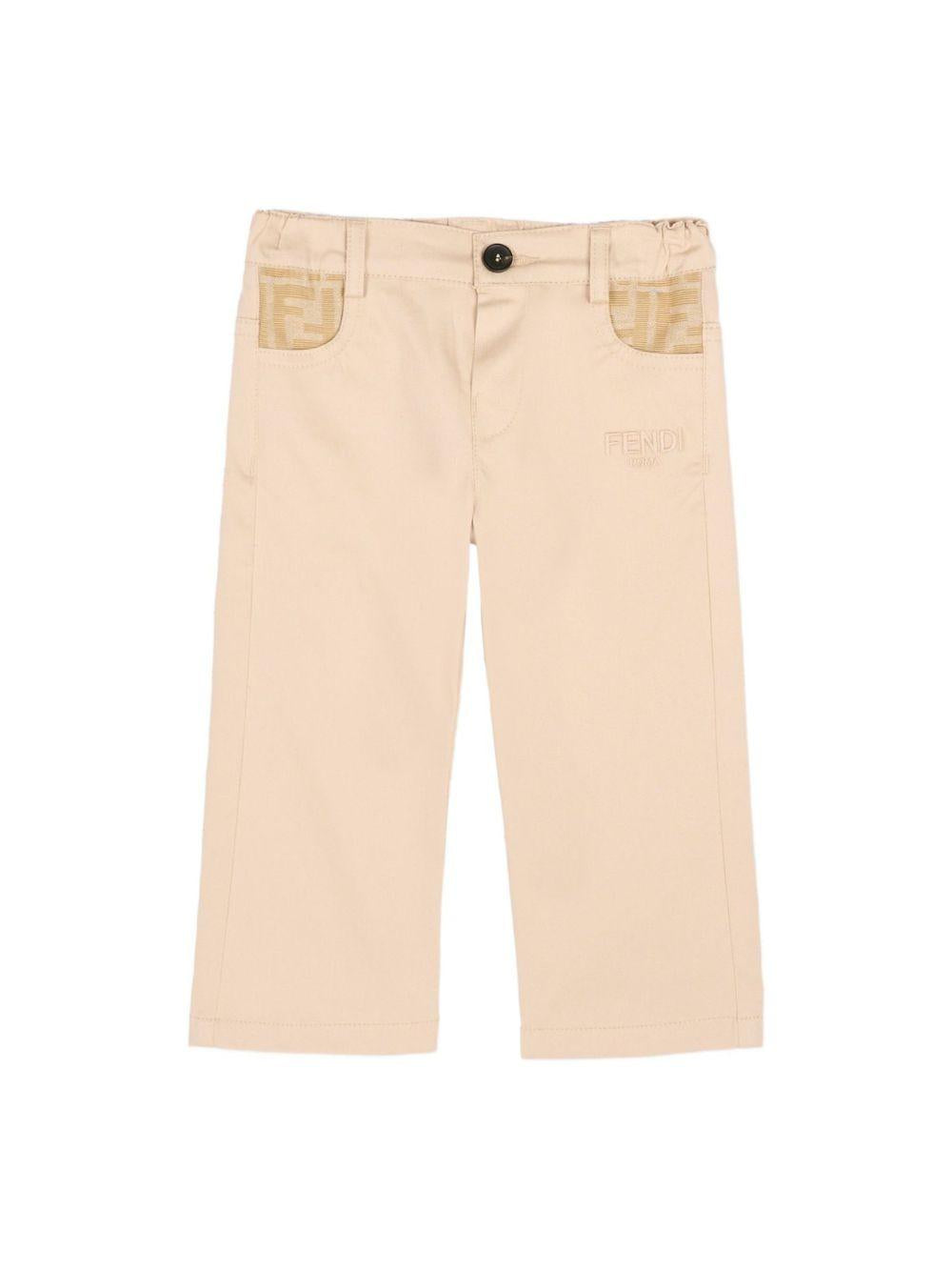 Pantaloni per neonato Fendi Kids beige con tasche con logo FF BMF264 AS5Y F1P2N FENDI KIDS 