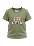 T-shirt per neonati Moschino Kids verde con stampa tre Teddy Bear MUM04KLAA17 30037 MOSCHINO KIDS 