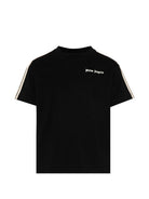 T-shirt per bambino Palm Angels Kids nera con logo sul davanti PBAA011S26JER001 110 PALM ANGELS KIDS 