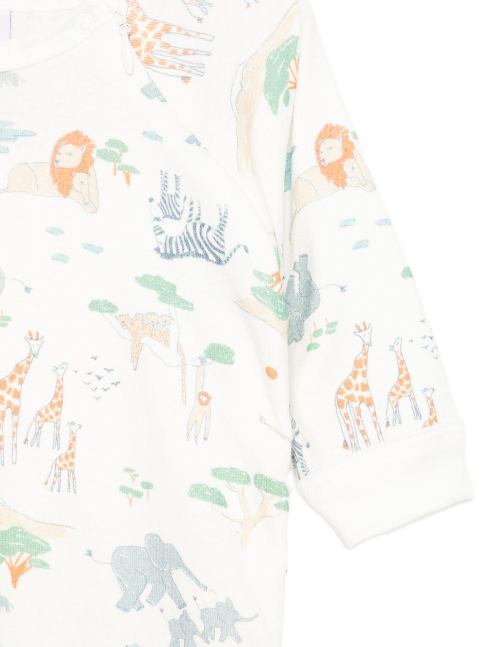 Tutina per neonato Petit Bateau bianca con stampa grafica animali all-over A0F9N 01 PETIT BATEAU 