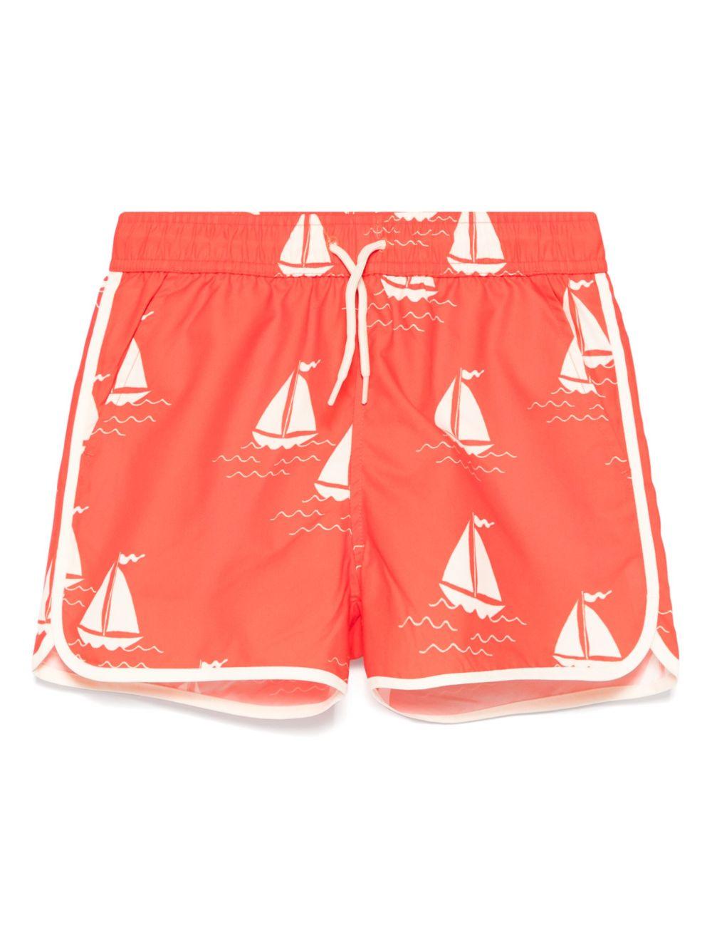 Costume da bagno per bambino Mini Rodini Sailing Boats rosso con stampa grafica 2528011342 RED MINI RODINI 