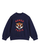 Felpa per bambino Kenzo Kids blu con dettaglio logo sul davanti K61798 84N KENZO KIDS 