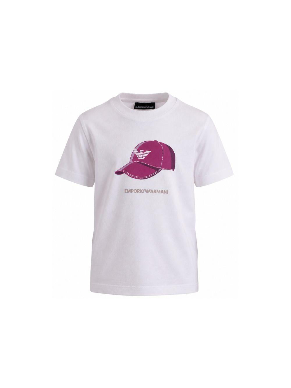 T-shirt per bambino Emporio Armani Kids bianca con stampa grafica sul davanti EB001344 AF14503 U0003 EMPORIO ARMANI KIDS 