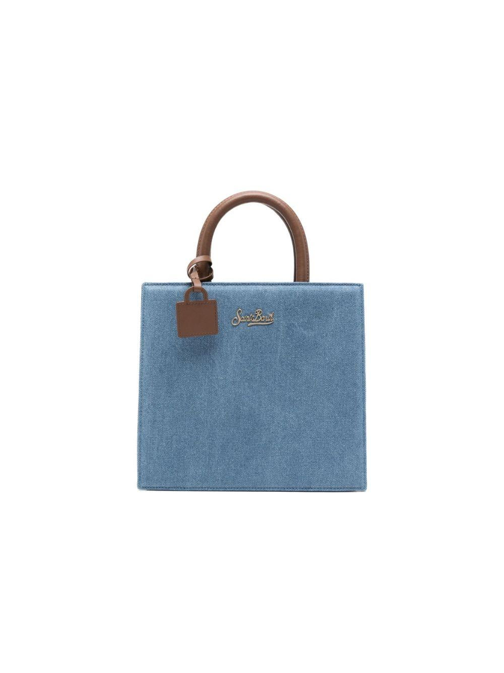Borsa Shop Bag MC2 Saint Barth denim con logo frontale in metallo SHBM0001 00009L MC2 ST. BARTH KIDS 