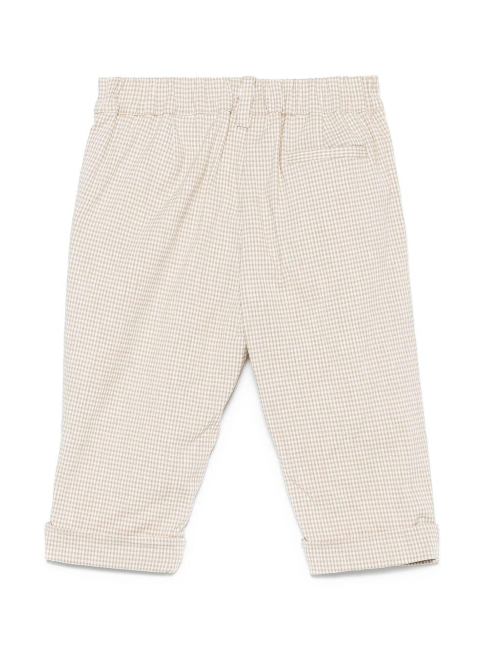 Pantaloni per neonato Fendi Kids beige con motivo a quadri e ricamo logo sulla gamba BMF244 AS63 F1P2N FENDI KIDS 