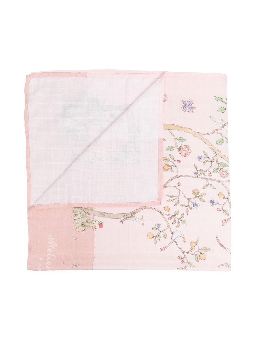 Coperta Bloom per neonata Atelier Choux rosa con stampa all-over CA-CQ-IBP I-U ATELIER CHOUX PARIS KIDS 