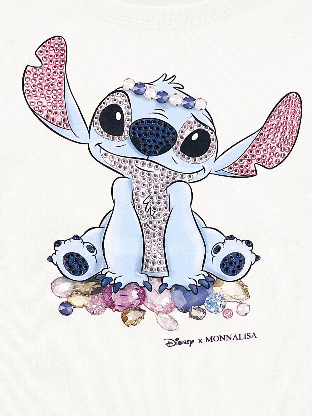 T-shirt per bambina Disney x Monnalisa bianco con stampa grafica Stitch 19F610 6013 0001 MONNALISA 