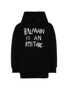 Felpa per bambino Balmain Kids nera con stampa slogan BZ4H00 Z3183 930BC BALMAIN KIDS 
