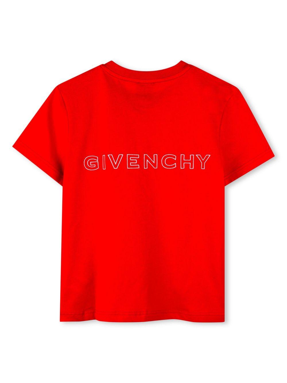 T-shirt per bambino Givenchy Kids rosso con placca 4G con trama jersey H30729 977 GIVENCHY KIDS 