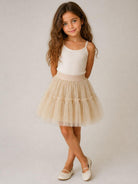 Gonna per bambina Monnalisa Kids beige con trama in tulle 17HGON T9945 0003 MONNALISA KIDS 