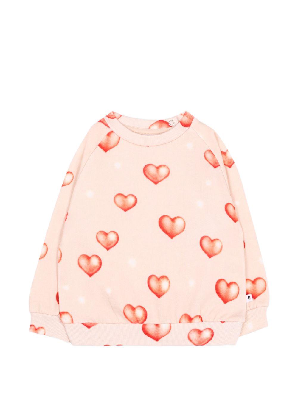 Felpa neonata Molo Kids rosa con stampa grafica cuori 4W26J201 5741 MOLO KIDS 