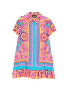 Abito per bambina Versace Kids multicolore con stampa medusa sul retro 10185121A16902 5PF70 VERSACE KIDS 