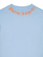 T-shirt per bambino Palm Angels Kids azzurra con logo sul davanti PBAA003S26JER004 960 PALM ANGELS KIDS 