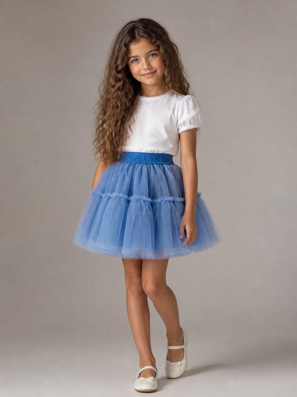 Gonna per bambina Monnalisa Kids blu con trama in tulle 17HGON T9945 0057 MONNALISA KIDS 