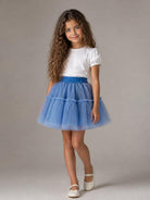 Gonna per bambina Monnalisa Kids blu con trama in tulle 17HGON T9945 0057 MONNALISA KIDS 