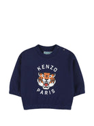 Set tuta sportiva per neonato Kenzo Kids blu con stampa tigre sul davanti K61720 84N KENZO KIDS 