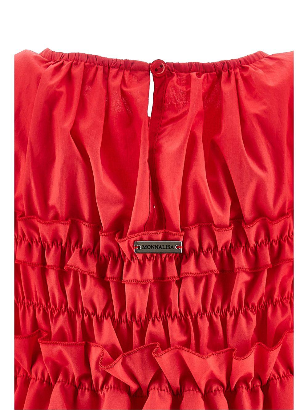 Abito per bambina Monnalisa rosso smanicato con ruches 17G910 7116 0044 MONNALISA KIDS 
