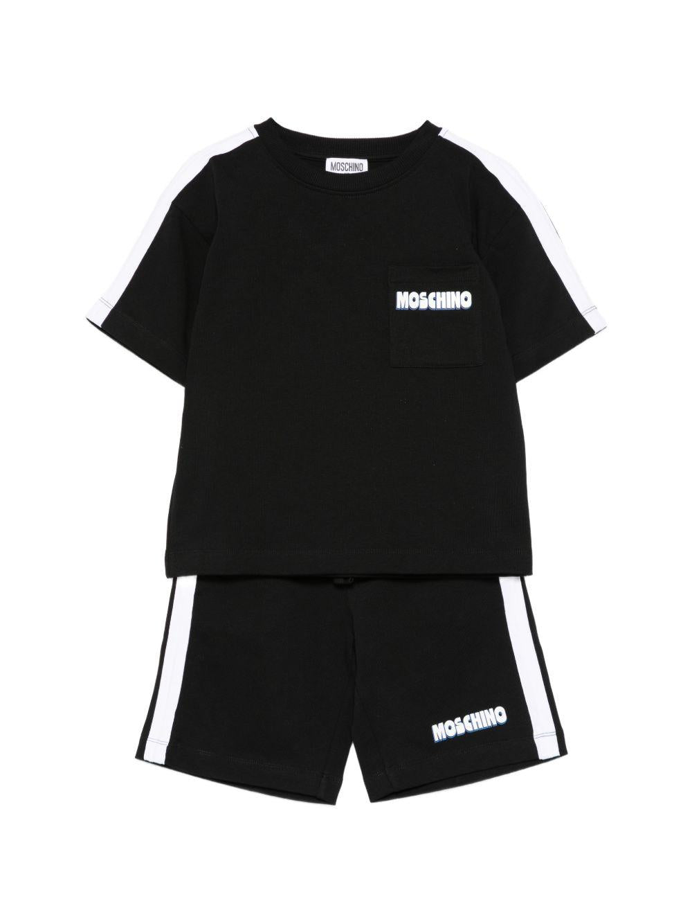 Completo per bambino Moschino Kids nero con dettagli a contrasto HUG00XLAA51 60100 MOSCHINO KIDS 