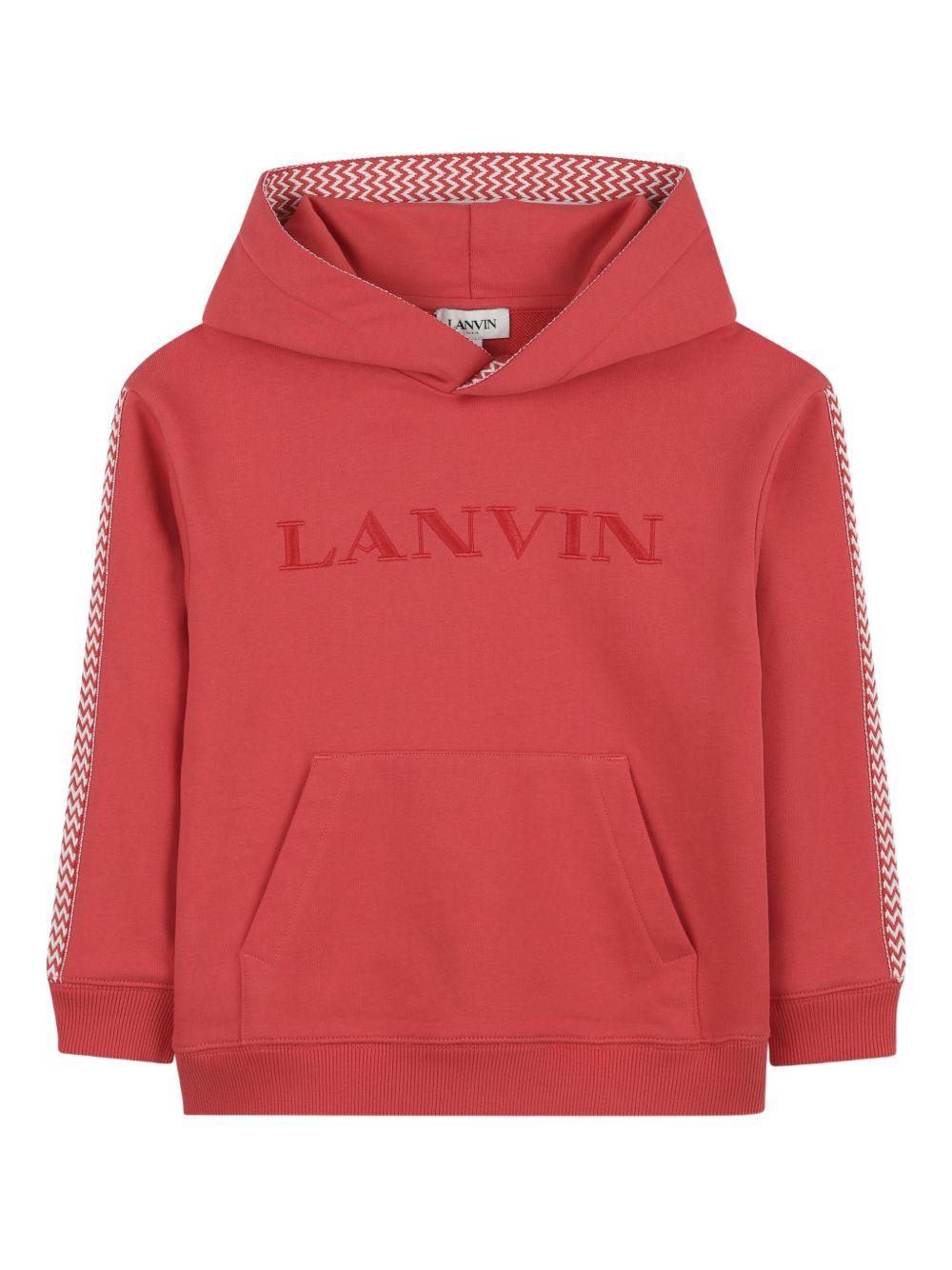Felpa per bambino Lanvin Enfant rosso mattone con cappuccio N30368 998 LANVIN KIDS 