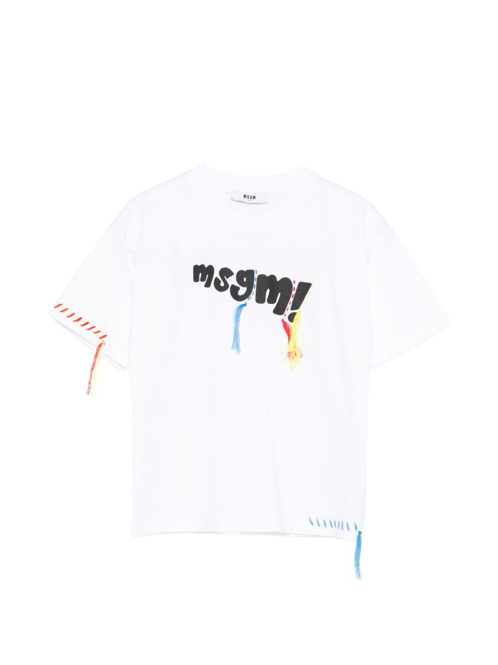 T-shirt per bambini MSGM Kids bianca con dettaglio logo S6MSJUTH136 001 MSGM KIDS 