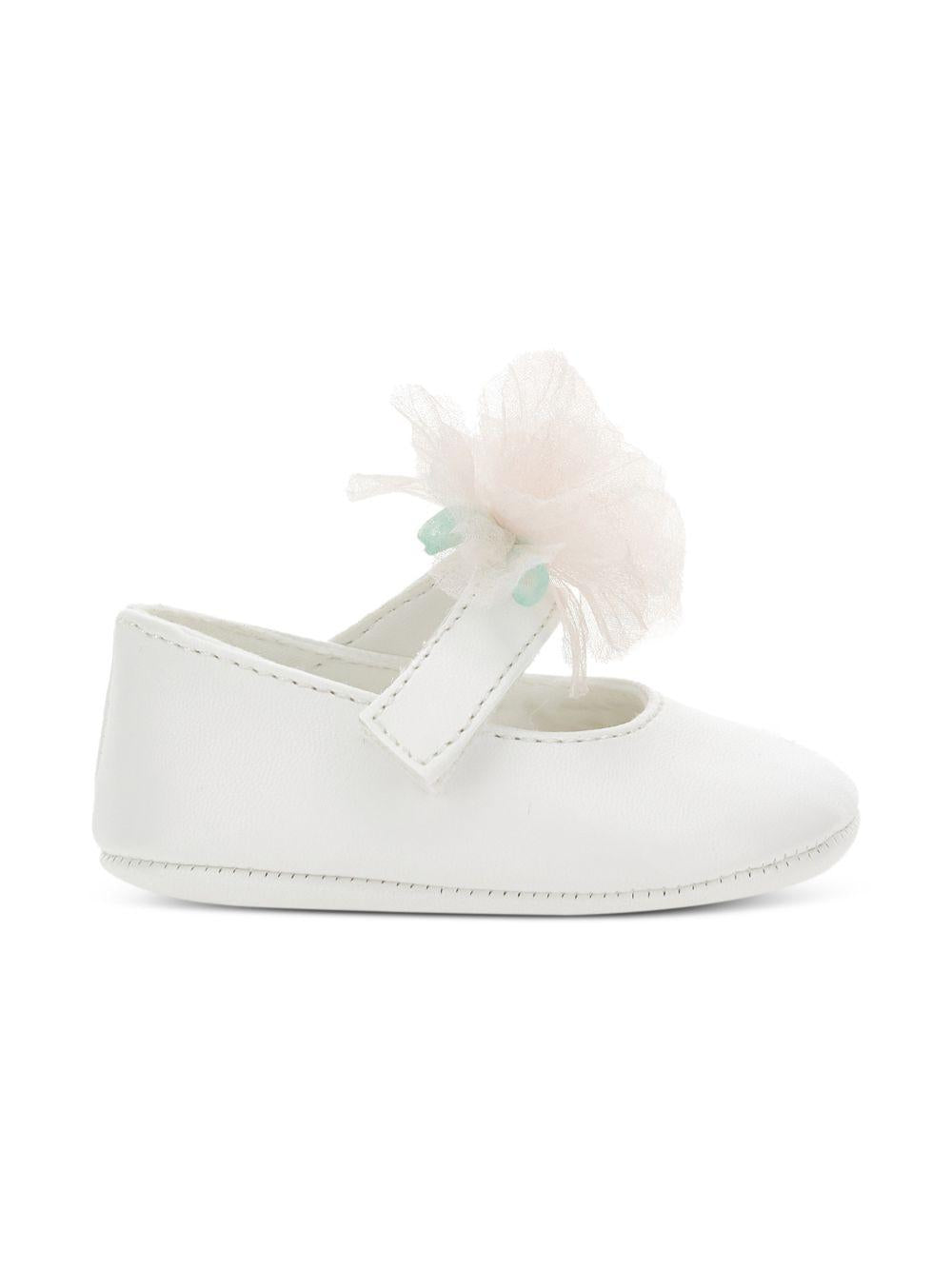 Scarpine primi passi per neonata Monnalisa bianche con applicazione a fiore 73G001 7768 0001 MONNALISA KIDS 