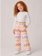 Pantaloni affusolati per bambina Missoni Kids multicolore con stampa a zigzag MZ6A70 N0443 999 MISSONI KIDS 