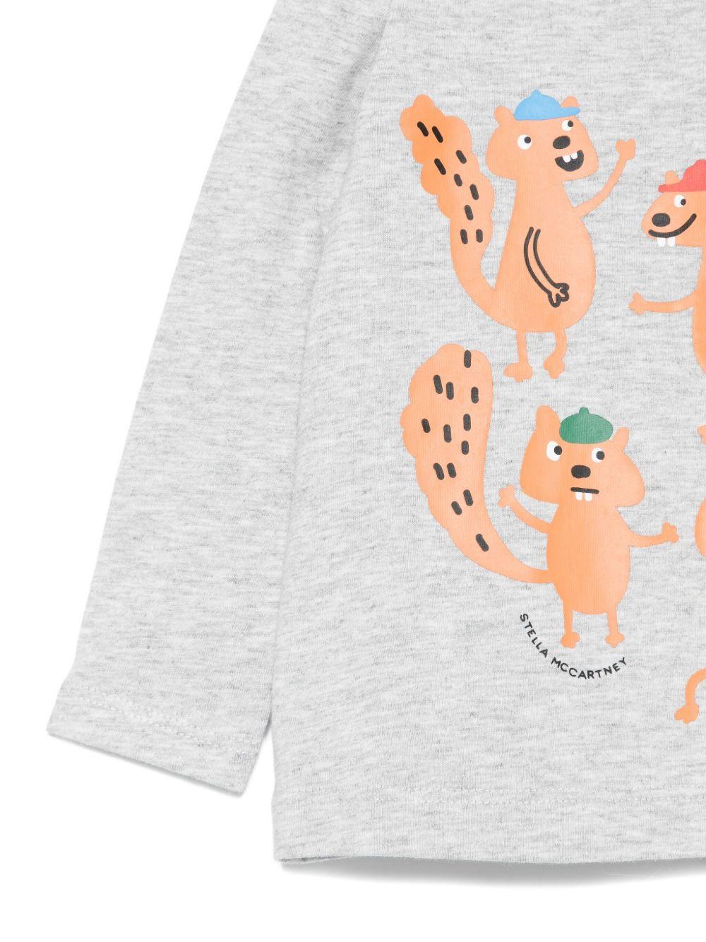T-shirt per neonato Stella McCartney Kids grigio a maniche lunghe con stampa TX8580 Z0434 807 STELLA McCARTNEY KIDS 