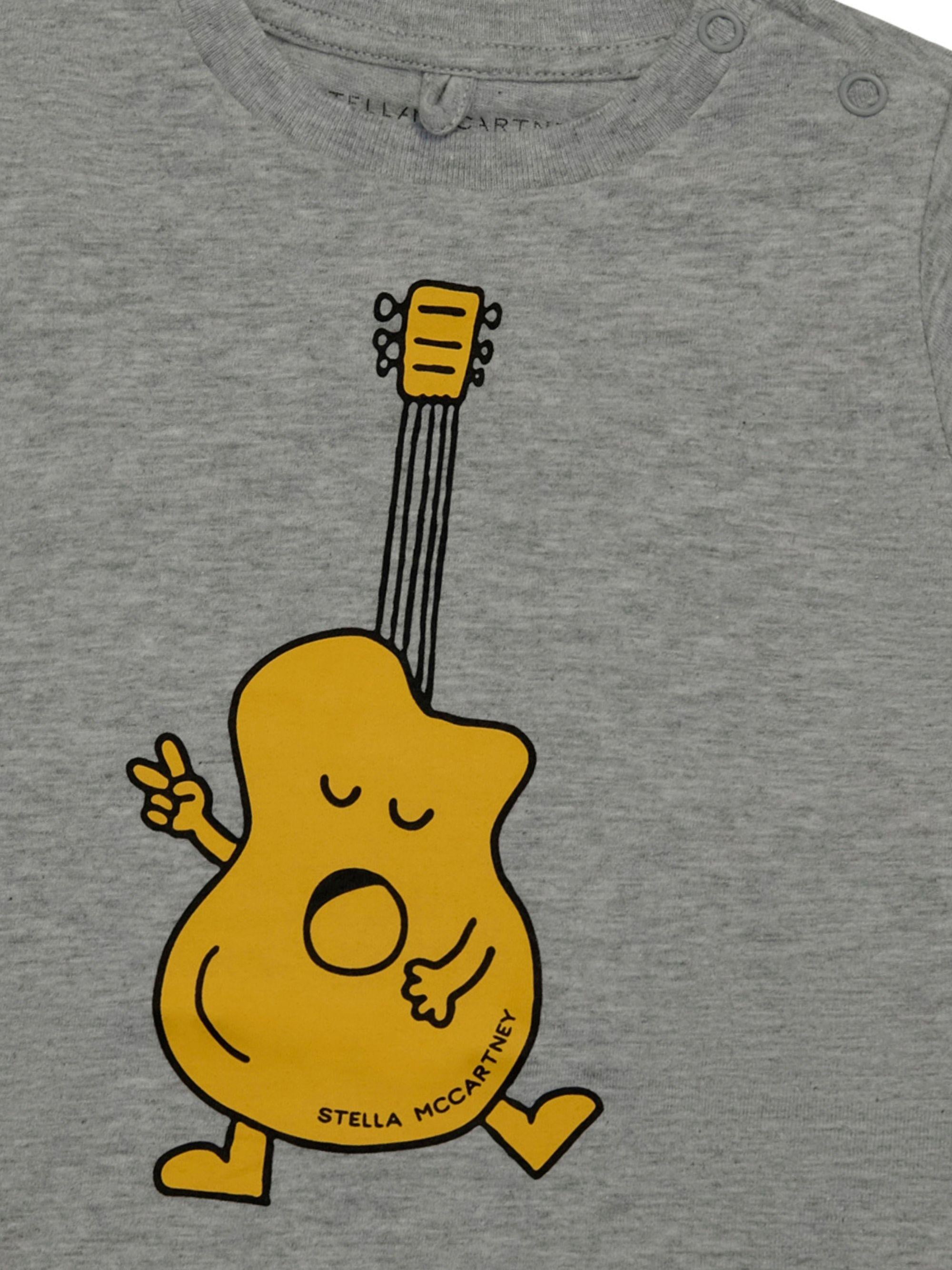 T-shirt per neonato Stella McCartney Kids grigia con stampa chitarra sul davanti TY8530 Z0434 807 STELLA McCARTNEY KIDS 