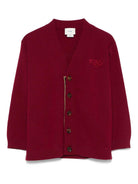 Cardigan per bambino Fendi Kids rosso scuro con chiusura frontale con bottoni JUG191 AUKU F1SAY FENDI KIDS 