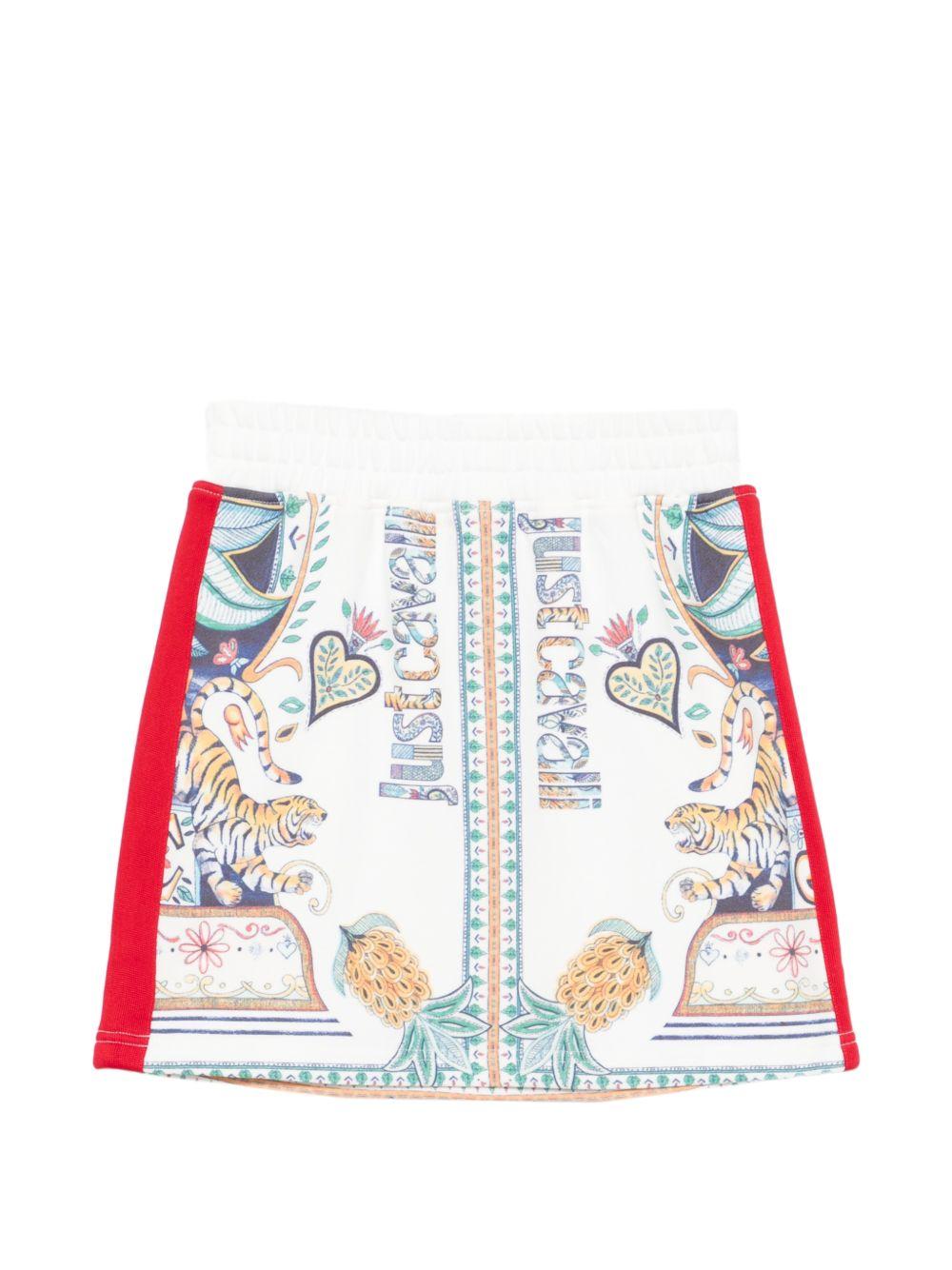 Gonna per bambina Just Cavalli Kids bianca con stampa JGP26150GO PALM PRISTINE ROBERTO CAVALLI KIDS 