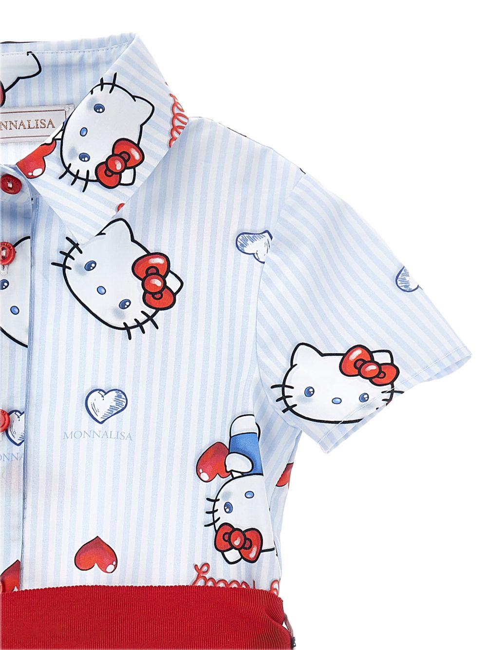 Abito per bambina Monnalisa azzurro con motivo a righe 11G918 7605 9958 MONNALISA 