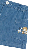 Bermuda con logo per neonata Moschino Kids indaco con vita elasticizzata MUQ019L0E13 40933 MOSCHINO KIDS 
