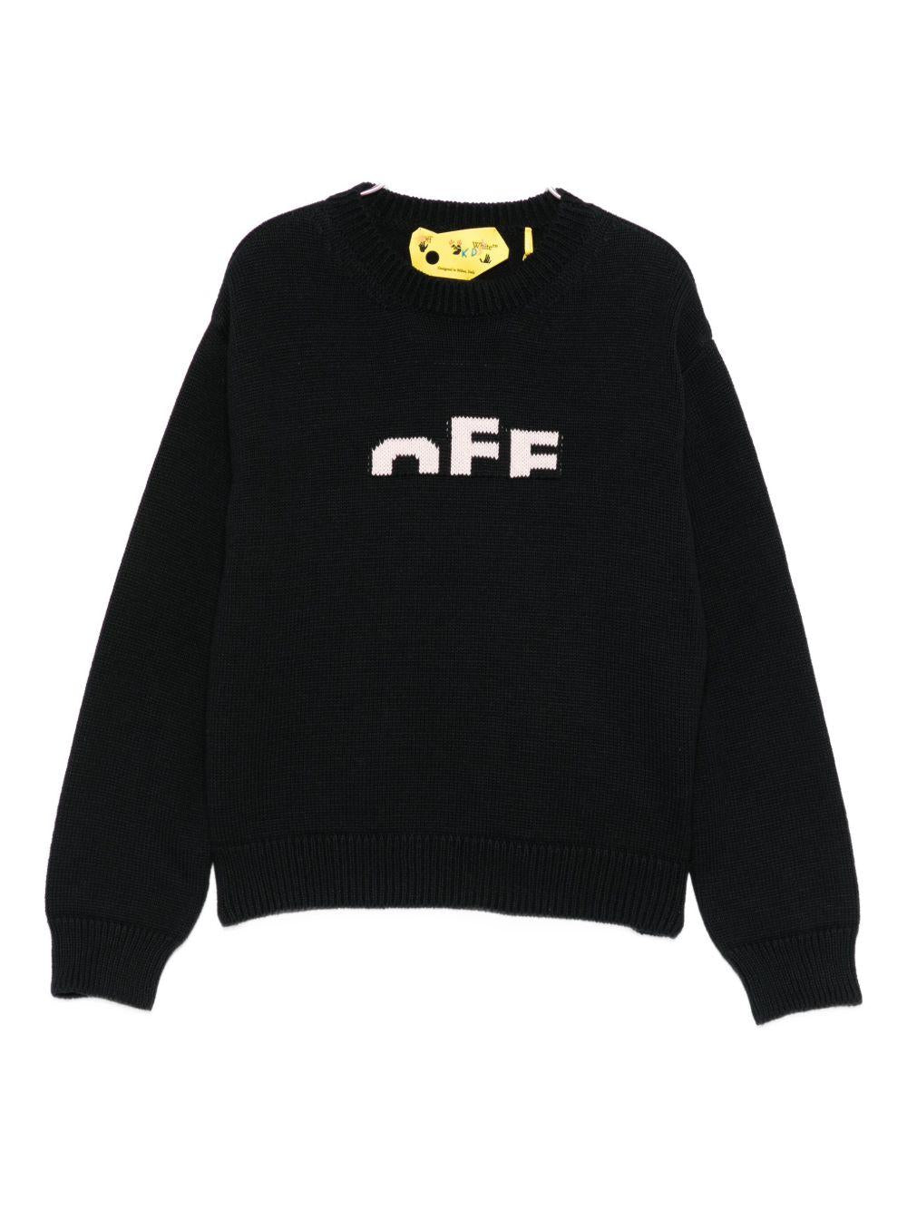 Maglione per bambina Off-White Kids nero con dettaglio logo OGHE002F25KNI001 103C OFF WHITE KIDS 
