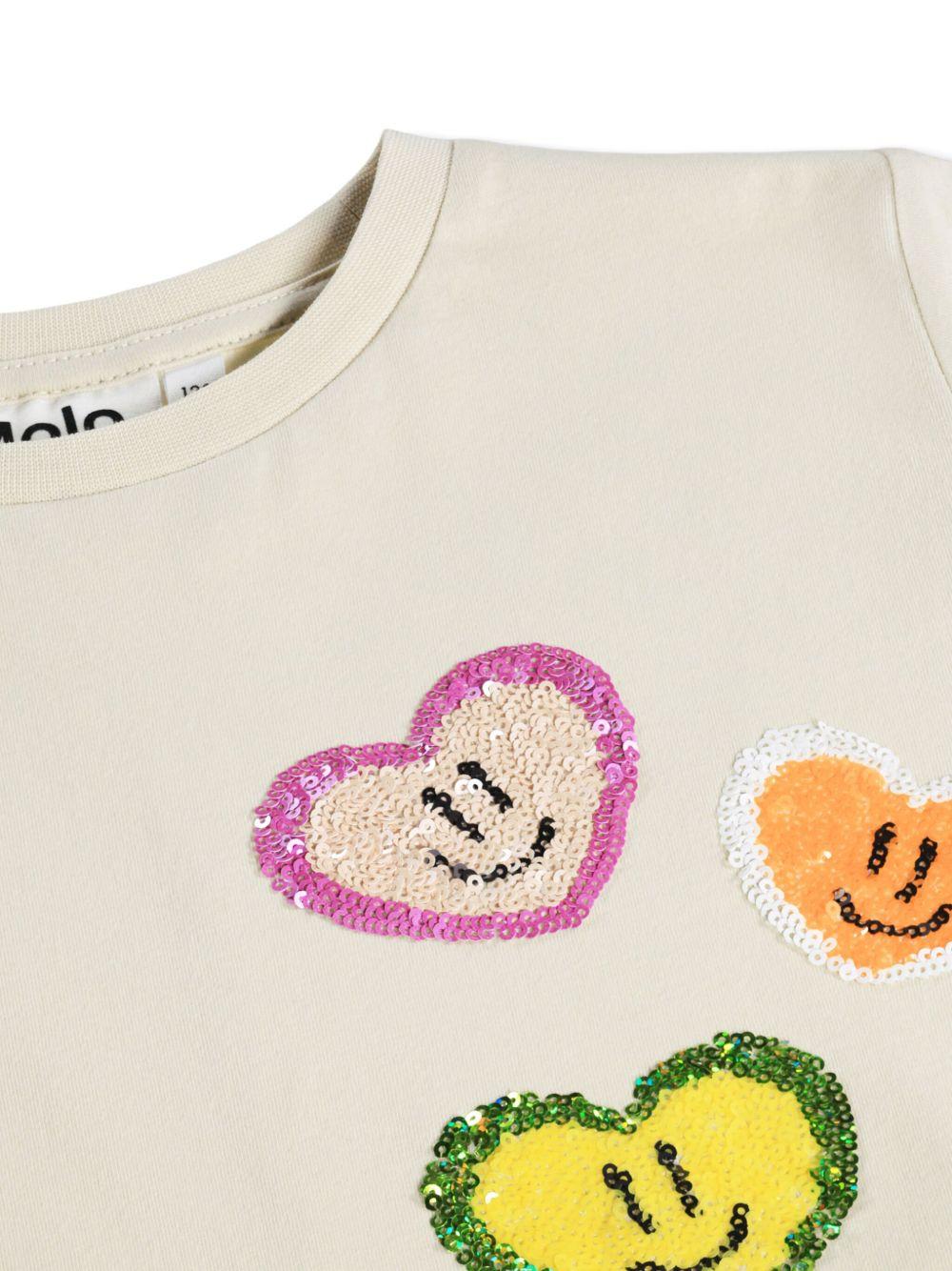 T-shirt Ranva per bambina Molo beige con motivo a cuori 2S26A217 8894 MOLO KIDS 