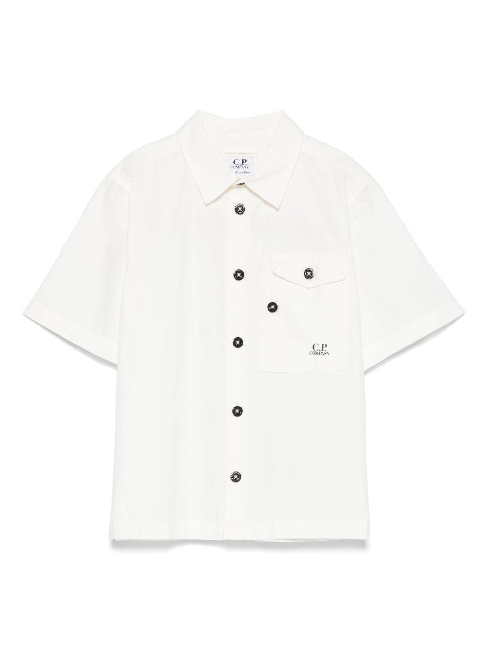 Camicia con stampa per bambino C.P. Company Kids bianco con colletto a punta CUC008LLC00 10135 C.P.COMPANY KIDS 
