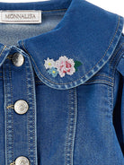 Giacca per neonata Monnalisa blu con ricamo a fiori 39G101 7017 0055 MONNALISA KIDS 