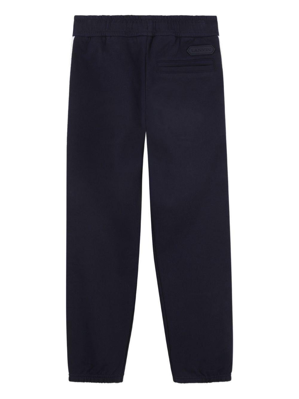 Pantaloni sportivi per bambino Lanvin Enfant blu navy con righe laterali N30372 855 LANVIN KIDS 