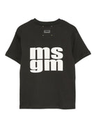 T-shirt per bambini MSGM Kids nero con stampa logo F5MSJUTH056 MS040 MSGM KIDS 