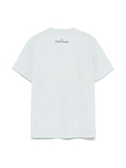 T-shirt con stampa per bambino Stone Island Junior azzurro con girocollo K1S162100010S0128 V0041 STONE ISLAND JUNIOR 