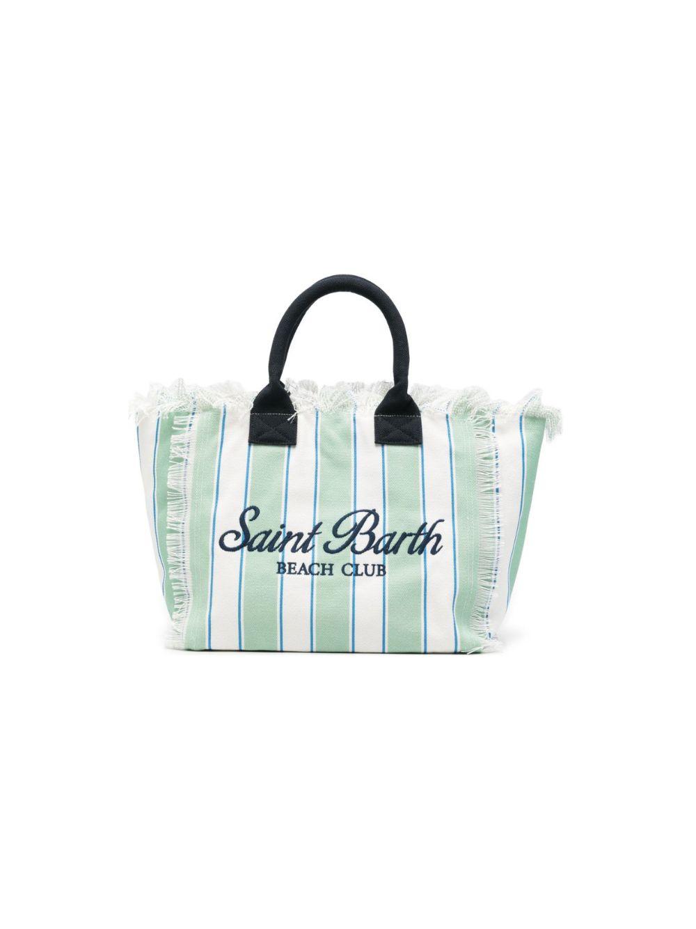 Borsa Vanity MC2 Saint Barth bianca e verde con motivo a righe VANI001 00937L MC2 ST. BARTH KIDS 