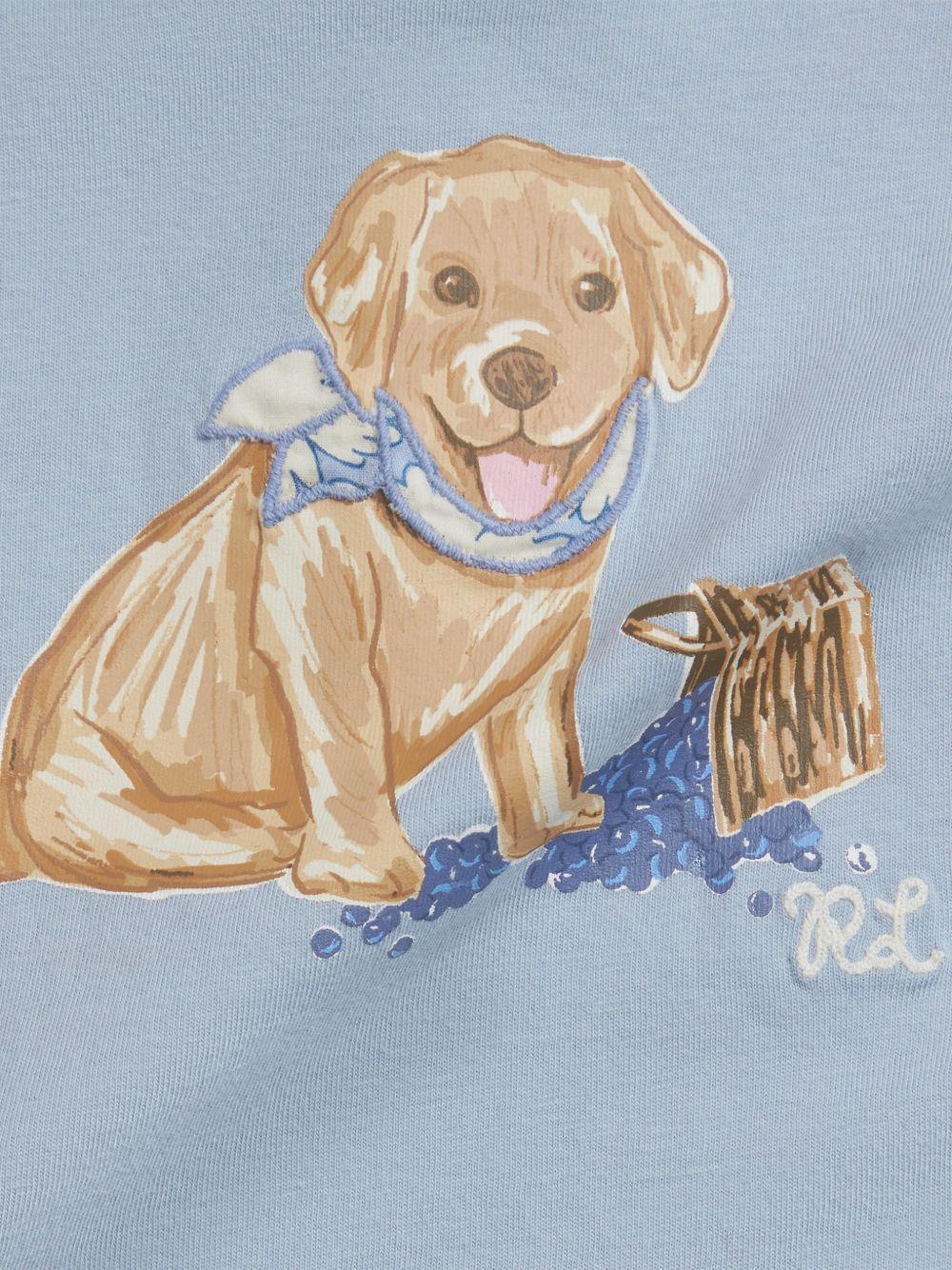 Completo t-shirt e shorts per neonato Polo Ralph Lauren Kids blu con stampa cagnolino sul davanti 310A12840 001 Ralph Lauren kids 