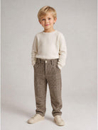 Pantaloni per bambino Eleventy Kids marrone con motivo a quadri EZ6H70 E0262 419BG ELEVENTY KIDS 