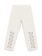 Pantaloni con logo per bambino Off-White Kids grigio con passanti OBCA009S25FAB001 0510 OFF WHITE KIDS 