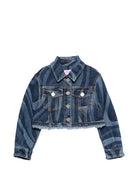 Giubbino per bambina Emilio Pucci Junior denim con design a fantasia PY2A37 L0384 620 EMILIO PUCCI KIDS 