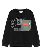 Felpa per bambino Stella McCartney Kids nero con tasca applicata con logo TX4R70 Z3059 961 STELLA McCARTNEY KIDS 